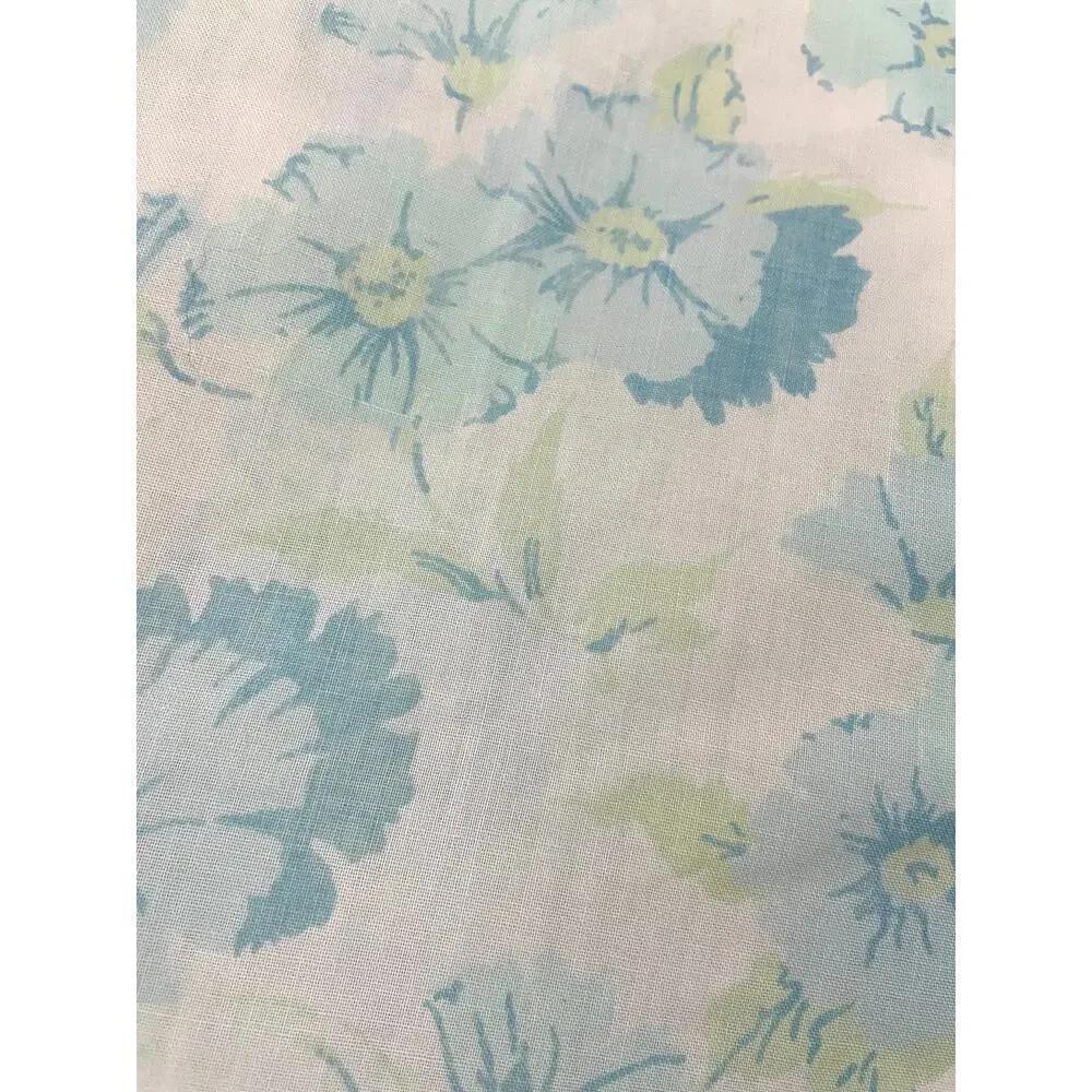 VTG‎ 1970's Flowers Fashion Manor Blue Floral Twin Fitted Sheet MCM Penn-Prest
